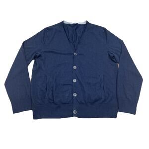 Gap Y2K Extra Fine Merino Wool Cardigan Sweater Mens XL Navy Blue Academia